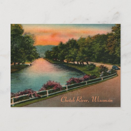 Vintag Chetek River Wisconsin Postcard Postkarte (Vorderseite)