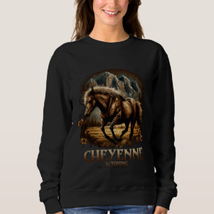 Vintag Cheyenne Wyoming Mountains Pferd Western Sweatshirt