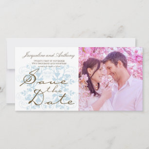 Vintag Chic Aqua Floral Geblüht Save the Date