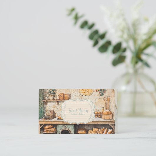 Vintag Chic Bakery Visitenkarte (Stehend Vorderseite)