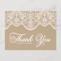 Vintag Chic Brocade Lace Danke Postcard