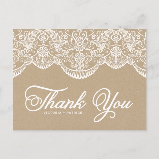 Vintag Chic Brocade Lace Danke Postcard Postkarte (Vorderseite)