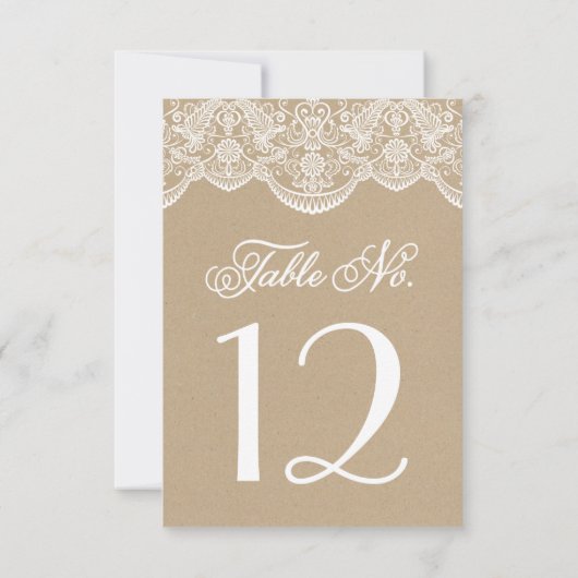 Vintag Chic Brocade Lace Tischnummer Cards (Rückseite)