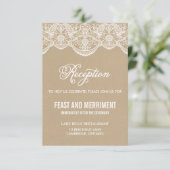 Vintag Chic Brocade Lace Wedding Reception Card Begleitkarte (Stehend Vorderseite)