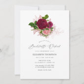 Vintag Chic Burgundy & Blush Bachelorette Wochenen Einladung (Vorderseite)