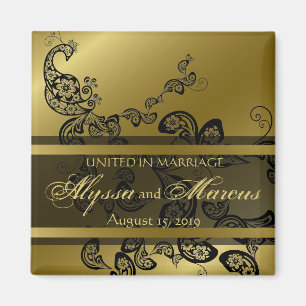 Vintag Chic Elegante Floral Peacock Save the Date Magnet