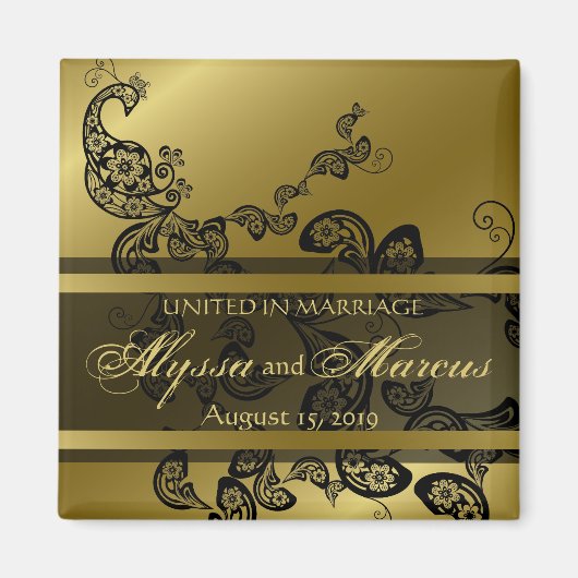 Vintag Chic Elegante Floral Peacock Save the Date Magnet (Vorne)
