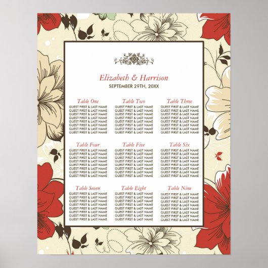 Vintag Chic Floral Wedding Poster (Vorne)