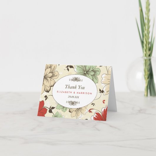 Vintag Chic Floral Wedding Vielen Dank Dankeskarte (Vorderseite)