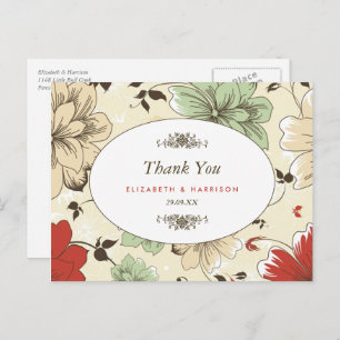 Vintag Chic Floral Wedding Vielen Dank Postkarte