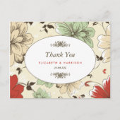 Vintag Chic Floral Wedding Vielen Dank Postkarte (Vorderseite)