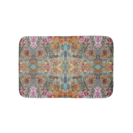 Vintag Chic Flower Garden Aquarellbilder Badematte (Vorderseite)