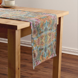 Vintag Chic Flower Garden Aquarellbilder Kurzer Tischläufer