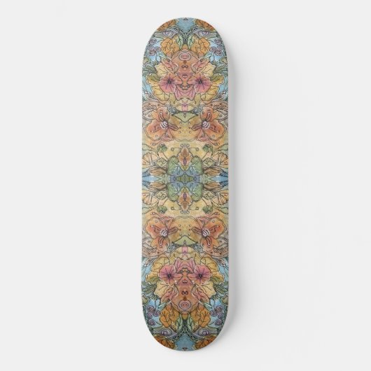Vintag Chic Flower Garden Aquarellbilder Skateboard (Vorderseite)