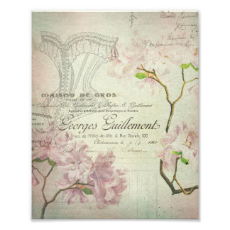 Vintag Chic Französisch Script Shabby Blume Corset Fotodruck
