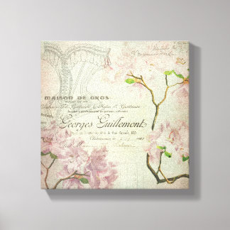 Vintag Chic Französisch Script Shabby Blume Corset Leinwanddruck