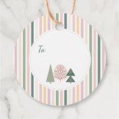 Vintag Chic Frohe Weihnachtsbaumen PINK & Green Geschenkanhänger (Rückseite)