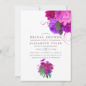 Vintag Chic Fuchsia und Lila Brautparty Einladung (Vorderseite)