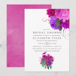 Vintag Chic Fuchsia und Lila Brautparty Einladung