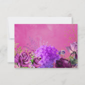 Vintag Chic Fuchsia und Lila Hochzeit RSVP Karte (Rückseite)