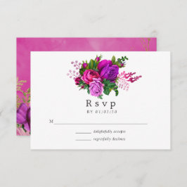 Vintag Chic Fuchsia und Lila Hochzeit RSVP Karte