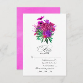 Vintag Chic Fuchsia und Lila Hochzeit RSVP Karte