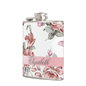 Vintag Chic Girly Blume Personalisiert Flachmann (Links)