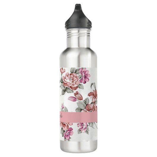 Vintag Chic Girly Blume Personalisiert Trinkflasche (Rechts)