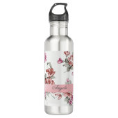 Vintag Chic Girly Blume Personalisiert Trinkflasche (Vorderseite)