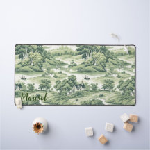 Vintag Chic Green Toile de Jouy Trees Individuelle
