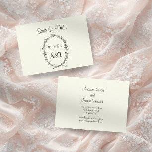 Vintag Chic Ivory Save the Date Card