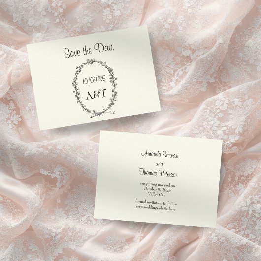 Vintag Chic Ivory Save the Date Card