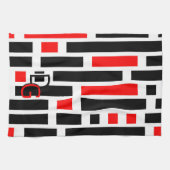 Vintag Chic Retro Red Black Geometric Design Geschirrtuch (Horizontal)