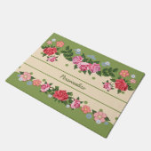 Vintag-Chic-Rose Blumengarten Grüne Folies Fußmatte (Schrägansicht)