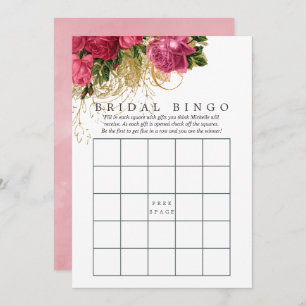 Vintag Chic Rose Gold & Blush Brautparty Bingo Einladung