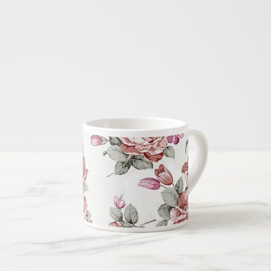 Vintag Chic Shabby Girly Blume Espressotasse (Vorderseite Rechts)