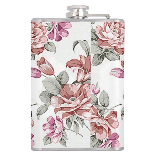 Vintag Chic Shabby Girly Blume Flachmann (Rückseite)