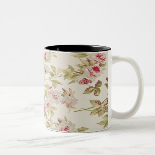 Vintag Chic Shabby Girly Rose Zweifarbige Tasse (Rechts)
