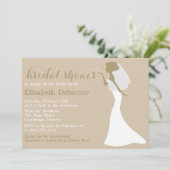 Vintag Chic Wedding Gown Bridal Dusche Einladung (Stehend Vorderseite)