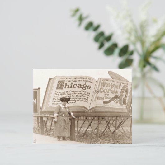 Vintag Chicago Billboard Postkarte (Stehend Vorderseite)
