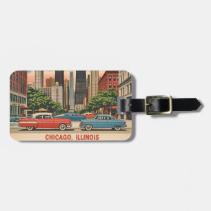 Vintag Chicago Illinois City Skyline Retro Travel Gepäckanhänger