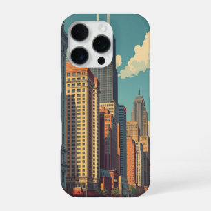 Vintag Chicago Illinois City Skyline Retro Travel iPhone 16 Pro Hülle