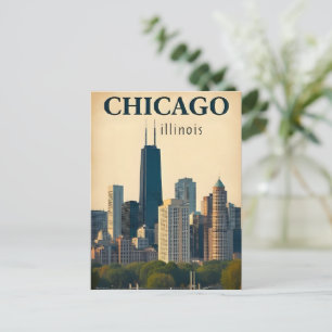 Vintag Chicago Illinois City Skyline Retro Travel Postkarte