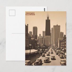 Vintag Chicago Illinois City Skyline Retro Travel Postkarte