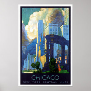 Vintag Chicago Illinois Travel Poster