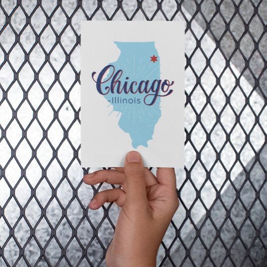Vintag Chicago Illinois Windy City Map Postkarte