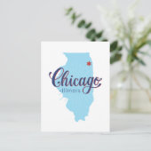 Vintag Chicago Illinois Windy City Map Postkarte (Stehend Vorderseite)
