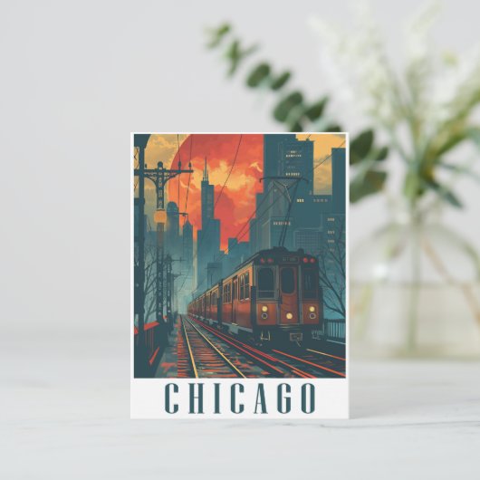 Vintag Chicago Postkarte (Stehend Vorderseite)