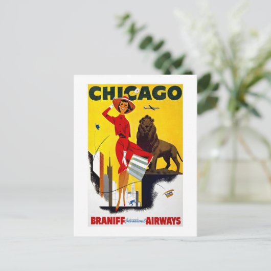 Vintag Chicago Postkarte (Stehend Vorderseite)