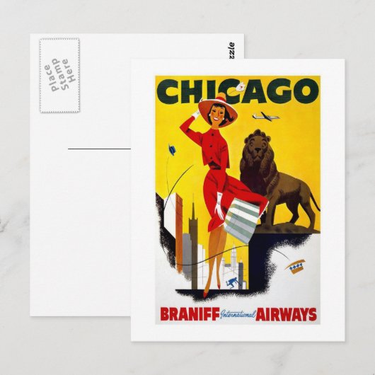 Vintag Chicago Postkarte (Vorne/Hinten)
